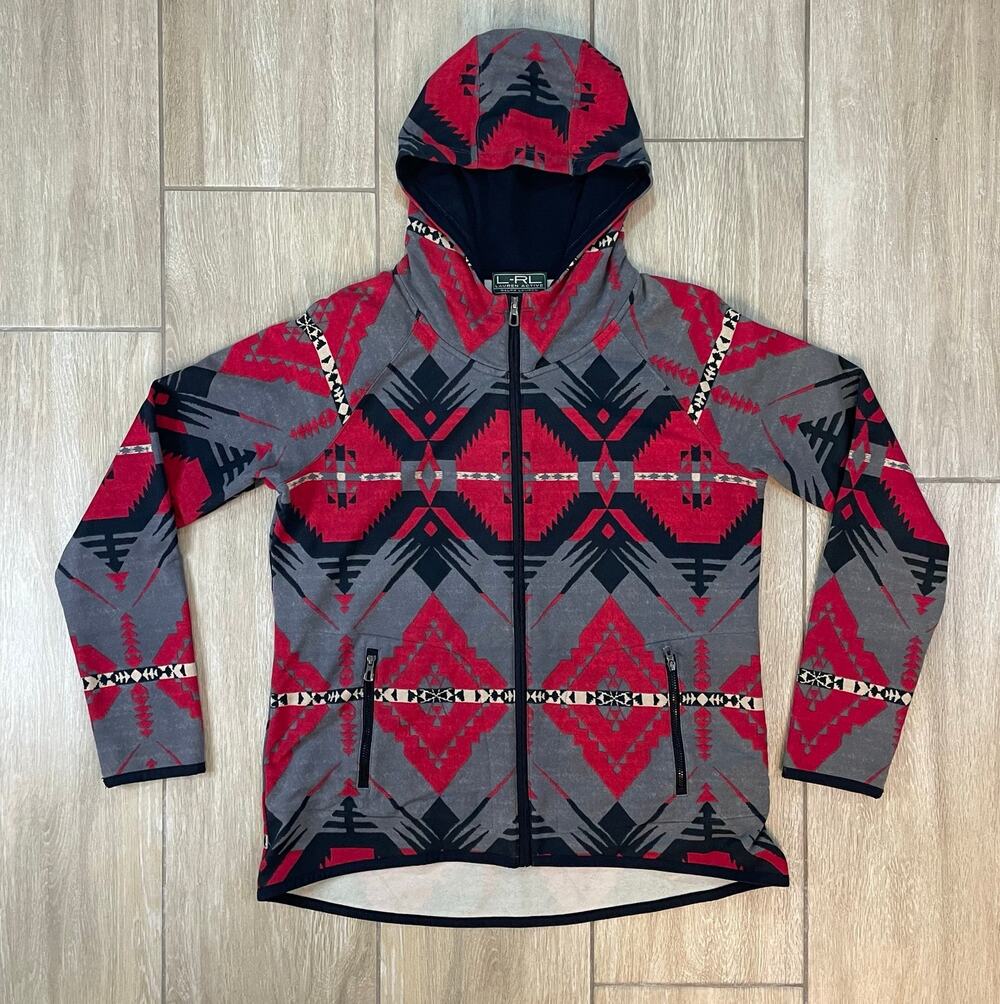 Lauren Ralph Lauren Aztec Southwestern Hoodie Womens L Western Boho Jacket